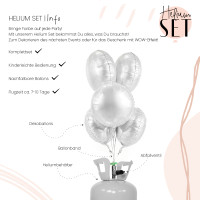 Vorschau: Simply White mattes Ballonbouquet-Set Rund mit Heliumbehälter