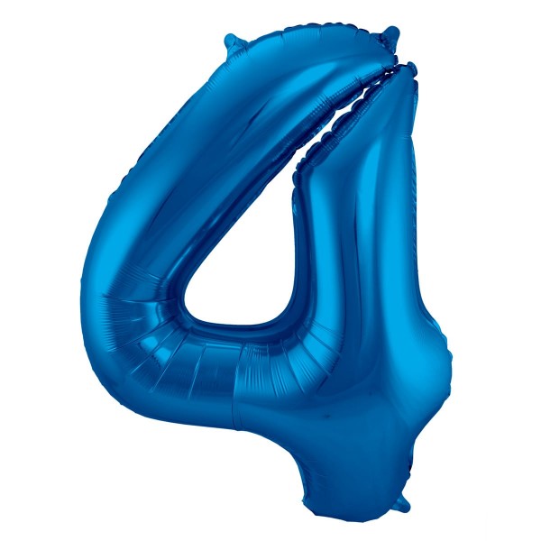 XXL nummer ballon 4 blå 86cm