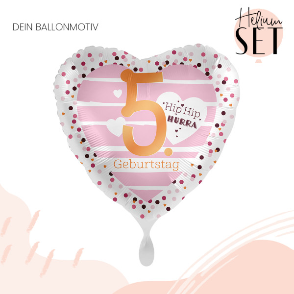 Pretty in Pink - Five Ballonbouquet-Set mit Heliumbehälter