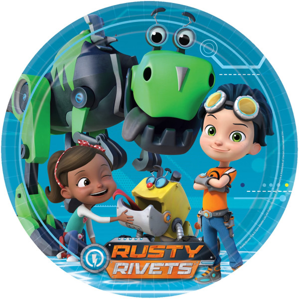 8 Rusty Rivets party plates 23cm