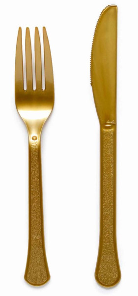 Złoty zestaw noży i widelców 24 sztuki