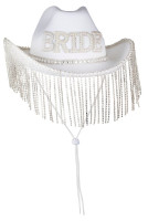 Vorschau: Cowgirl weißer Brauthut mit Perlenbesatz