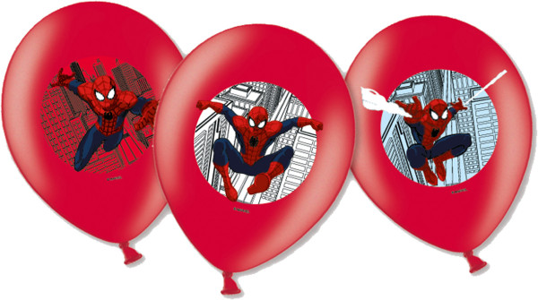 6 globos Spiderman In Action 27,5cm