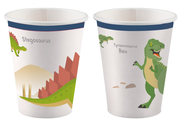 8 Happy Dinosaur Paper Cups 250ml