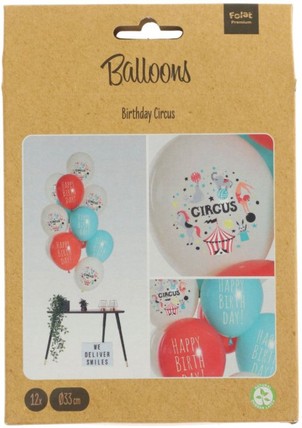12 fødselsdag cirkus ballon mix 33cm