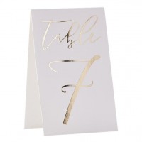 Gold wedding place cards with numbers 1 to 12