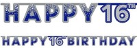 Preview: 16th birthday happy blue garland
