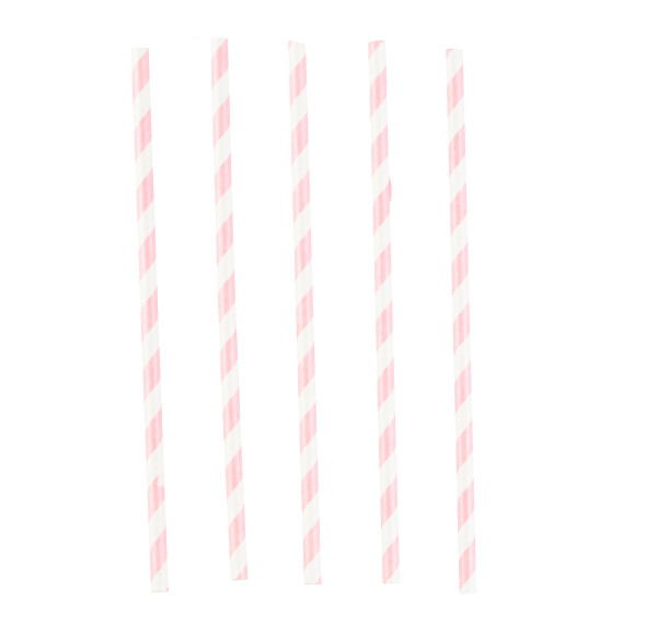 12 stribede papirstrå lyserøde