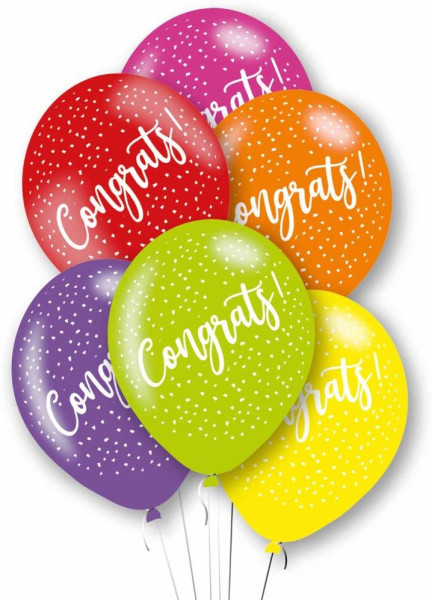 6 färgglada gratulationsballonger 27,5 cm