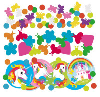 Confettis de table colorés licornes