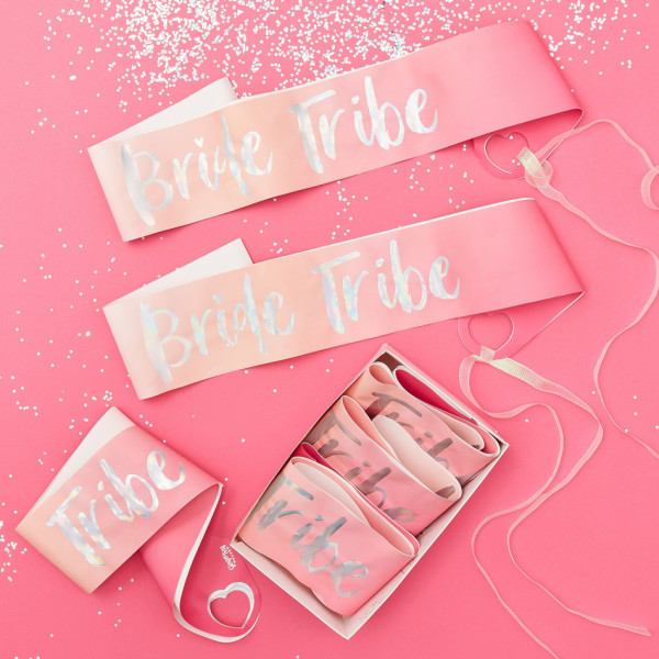 6 pink bridal shower sashes