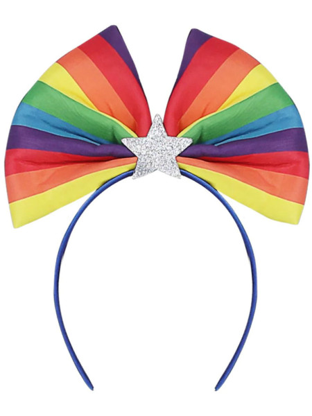 Rainbow headband with bow for women
