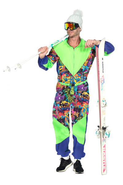Costume de ski rétro graffiti pour homme