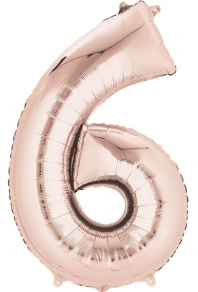 Nummer 6 folieballong roséguld 41cm
