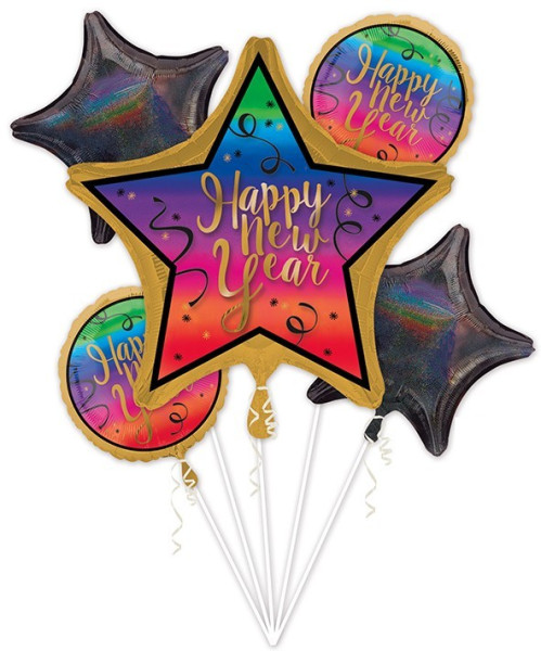 5 folieballonnen Sprankelend nieuwjaar