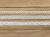1,5m vintage lace ribbon Marie white set of 3