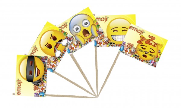 50 spiedini di bandiere Emoji World 8 cm