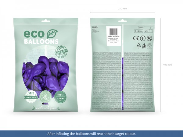 100 Eco metallic Ballons violett 30cm