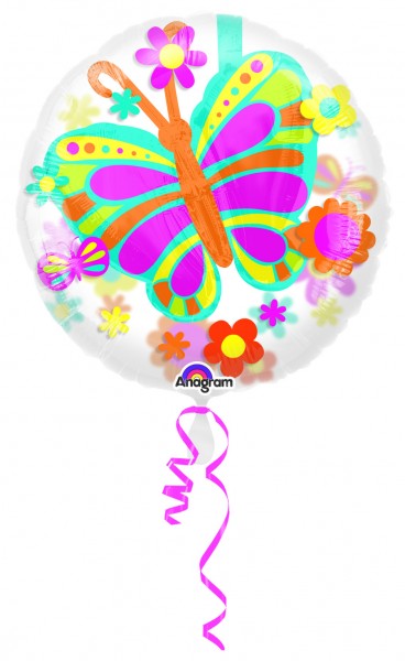 Folienballon kunterbunter Schmetterling 60cm