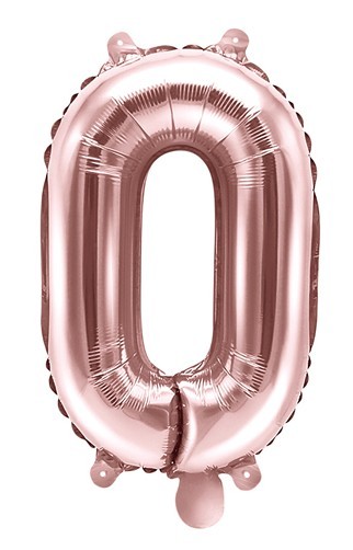 Ballon numéro 0 or rose métallique 35cm