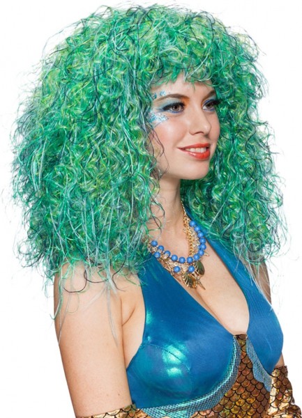 Niebiesko-zielona peruka syrenka 3