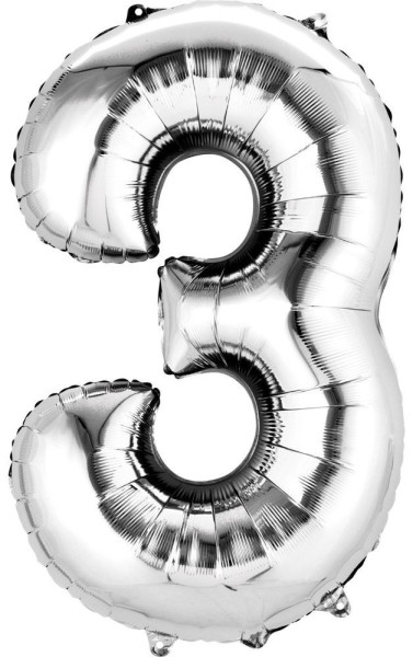Number balloon 3 silver 88cm