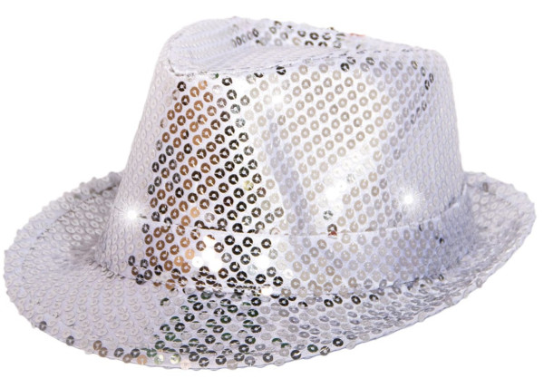 Cekinowa czapka LED w kolorze srebrnym