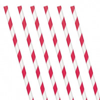 24 røde og hvide stribede papirstrå