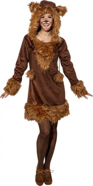 Cute bear dress with faux fur for women
