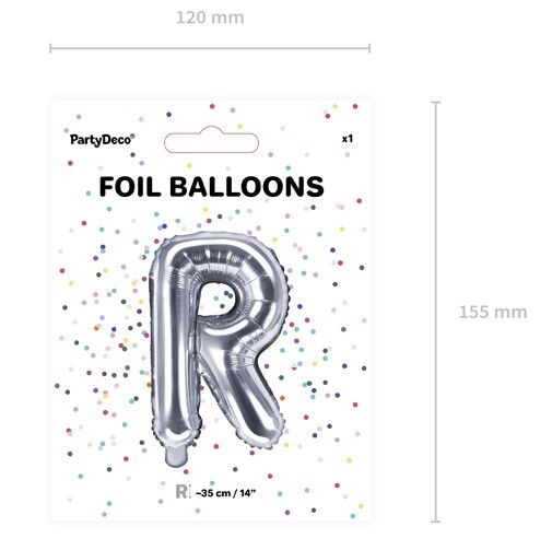 Balon foliowy R srebrny 35cm 3