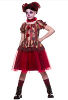 Vista previa: Disfraz de payaso de terror rojo para niña
