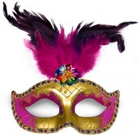 Förhandsgranskning: Färgglad venetiansk mask med fjädrar