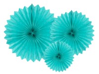 Preview: 3 paper rosettes party star turquoise