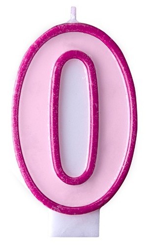 Zahlenkerze 0 rosa 7cm