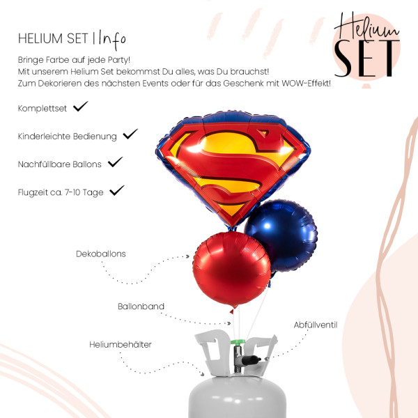 Superman Ballonbouquet-Set mit Heliumbehälter 3