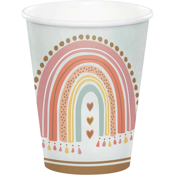 8 boho rainbow paper cups 250ml