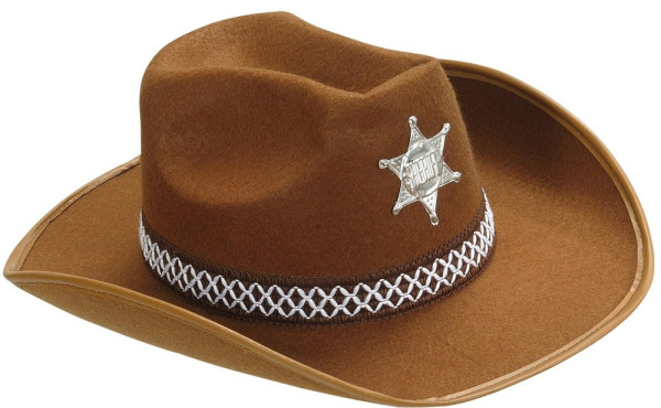 Chapeau de cowboy Larry avec étoile de shérif