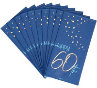 Vorschau: 10 Elegant Blue 60th Birthday Servietten 33cm