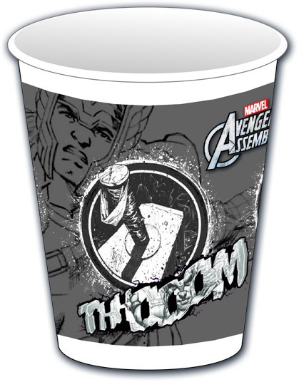 8 bicchieri di plastica Thor Avengers Justice League 200 ml