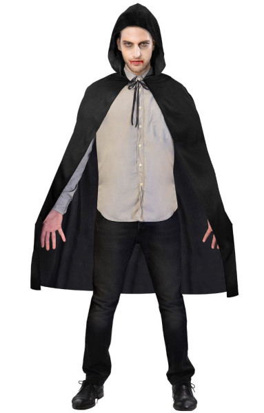 Black hooded cape for adults
