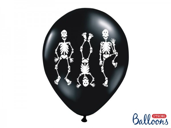 6 Luftballons Dancing Skeletons 30cm