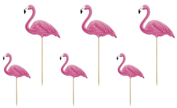6 kagedekorationer flamingoer Kohakai 15 til 23,5 cm