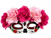 Oversigt: Lyserøde roser Dia De Los Muertos-maske