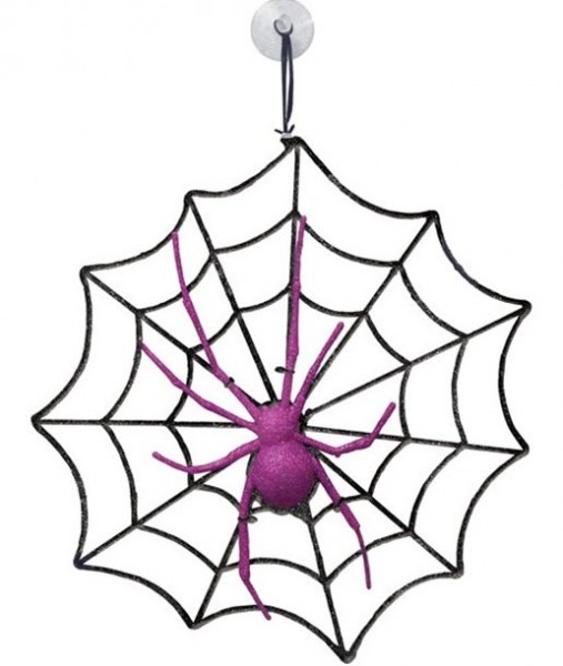 Glittering spider with a web hanger