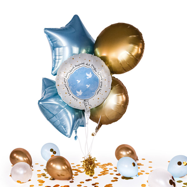 Heliumballon in der Box Taufe Kleines großes Glück Hellblau