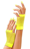Fishnet gloves fingerless neon yellow