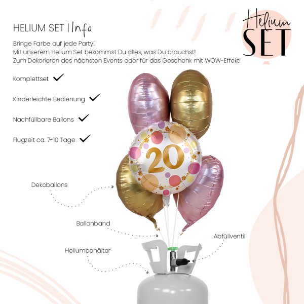 Shiny Dots 20 Ballonbouquet-Set mit Heliumbehälter 3