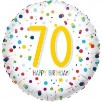 70th birthday confetti foil balloon 45cm