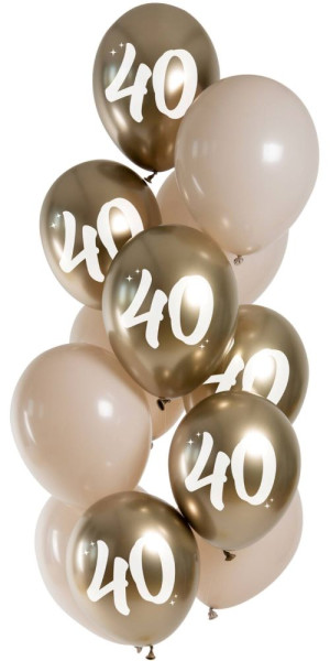 12 Złotych 40-tych mix balonów 33cm