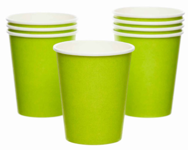 8 vasos de papel verde lima 227m